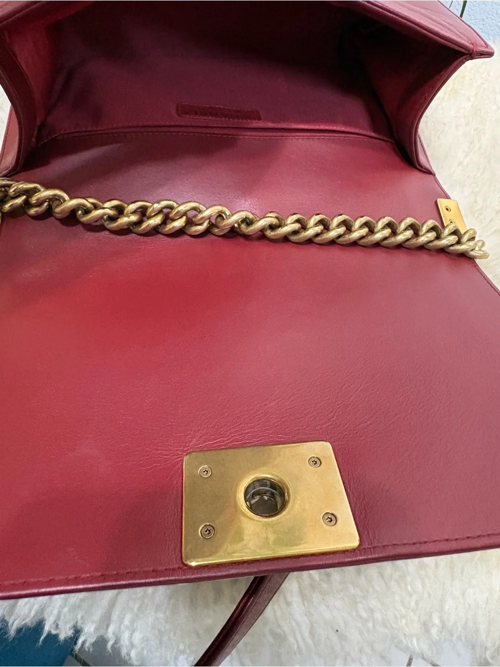 Chanel Boy Burgundy Quilted Lambskin Leather New Medium